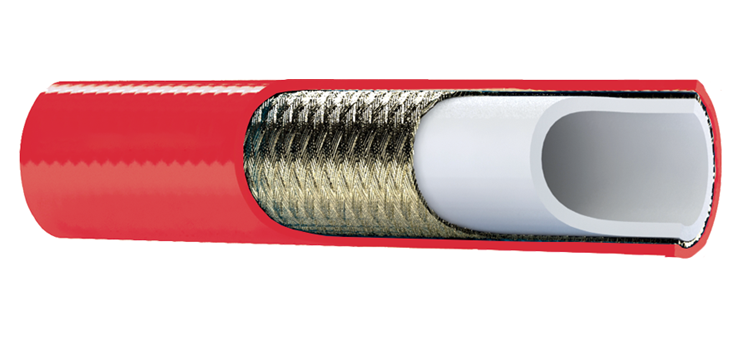 Tuyau thermoplastique rouge 1 tresse acier 1W