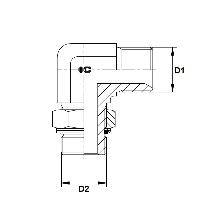 Coude 90° male BSP x male GAZ cylindrique