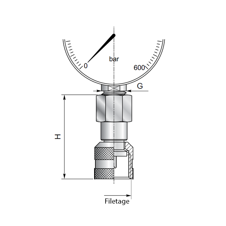 Adapteur femelle de prise de pression pour manomètre