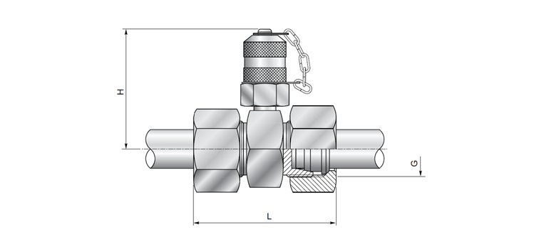 Prise de pression 16x200 sur union double DIN (L et S) INOX