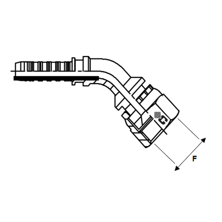 Embout à sertir 45° femelle JIC - écrou serti