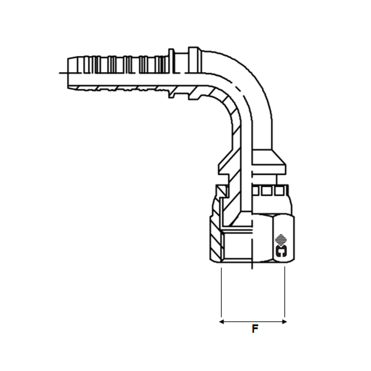 Embout à sertir 90° femelle JIC - écrou serti