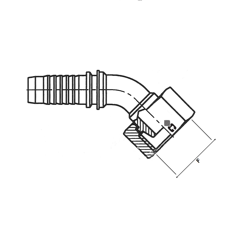 Embout à sertir 45° femelle série GAZ MÉTRIQUE