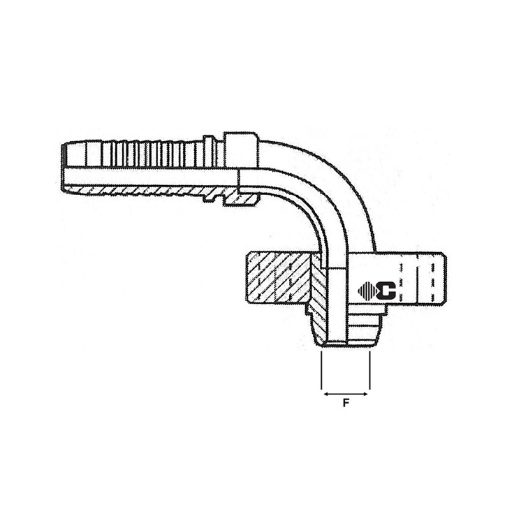 Embout à sertir 90° à bride POCLAIN tournante