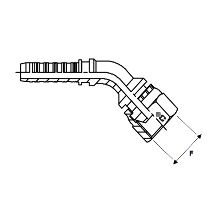 Embout à sertir 45° femelle MÉTRIQUE cone 60°