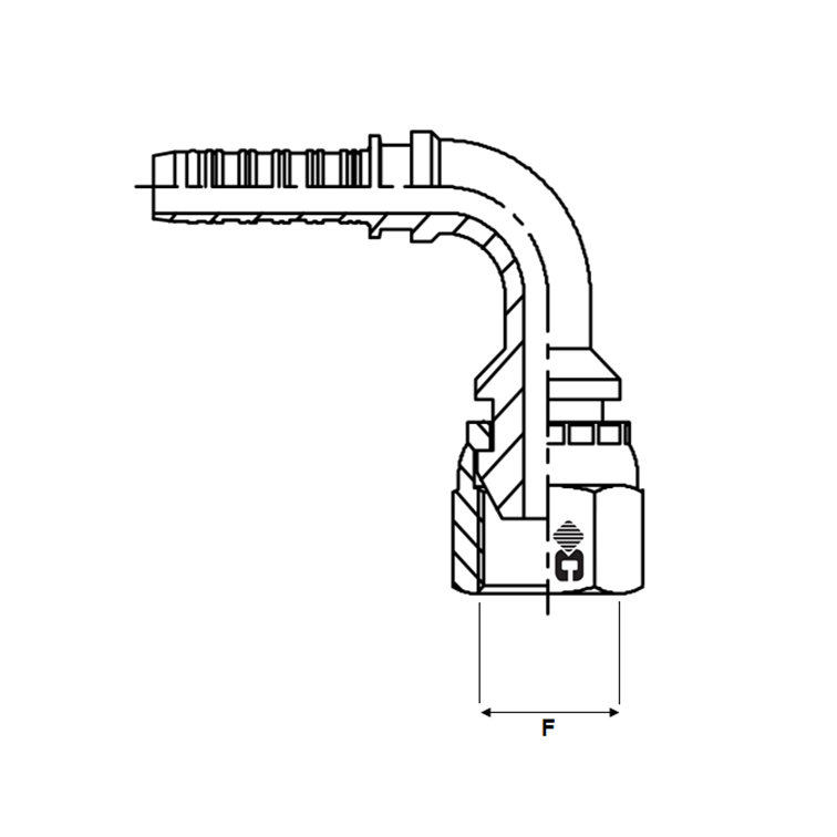 Embout à sertir 90° femelle MÉTRIQUE cone 60°