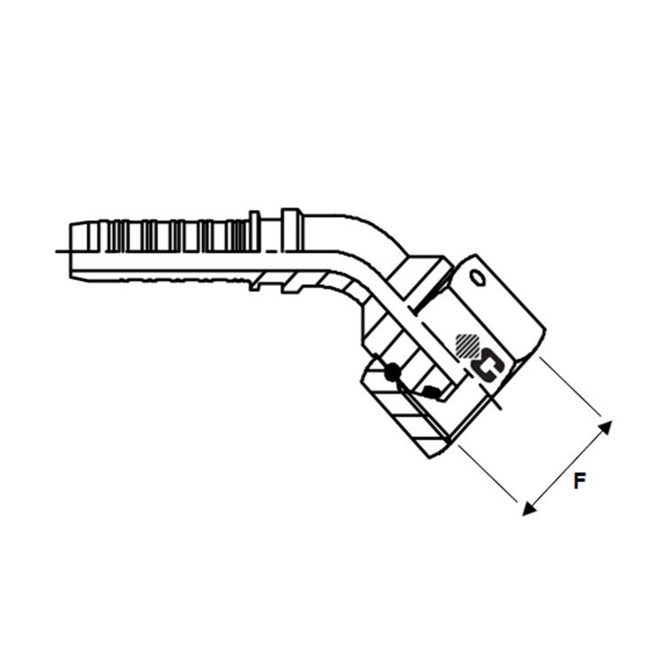 Embout à sertir 45° femelle BSP - écrou à jonc