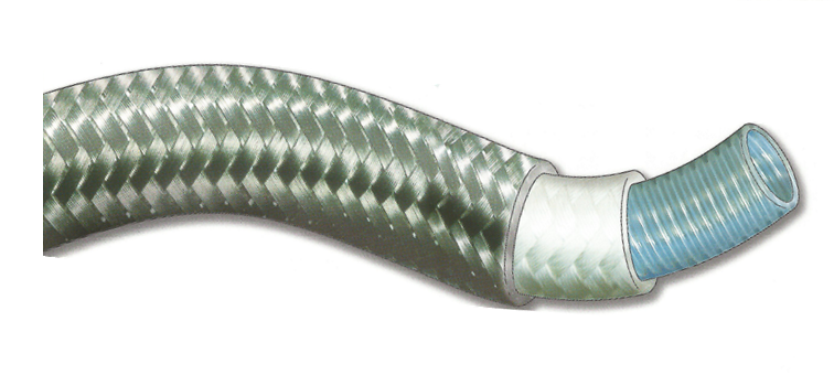 Tuyau PFA convolute - tresse inox+fibre de verre