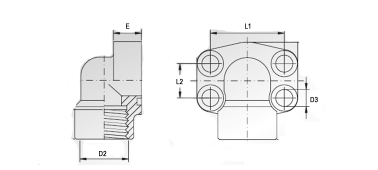Bride 90° 3000/6000 PSI taraudé GAZ