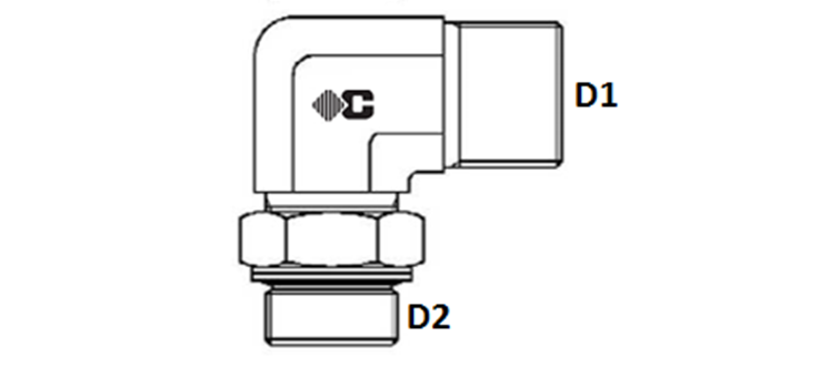 Coude male GAZ cylindrique 90° série L et S