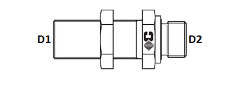 Union male GAZ cylindrique de cloison série L