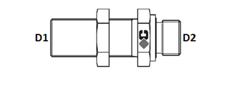 Union male GAZ cylindrique de cloison série S
