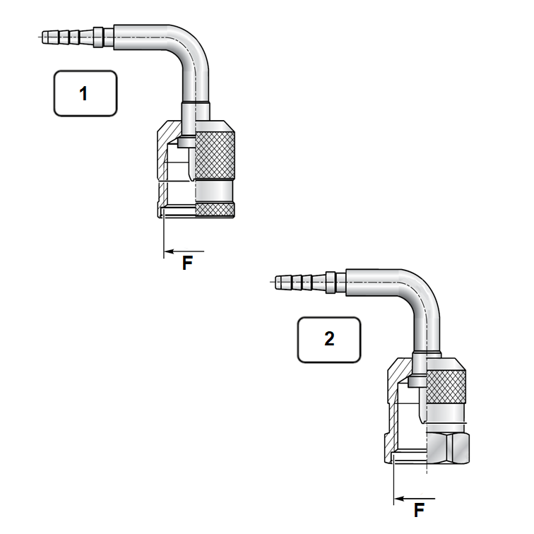 Embout à sertir 90° femelle PRISE DE PRESSION