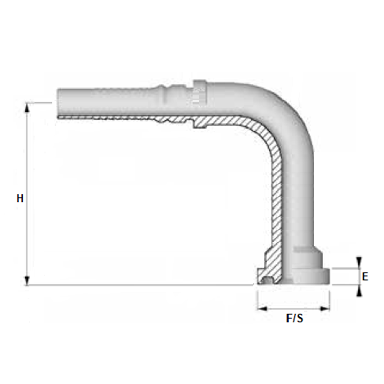 Embout interlock 90° long à bride 3000 PSI