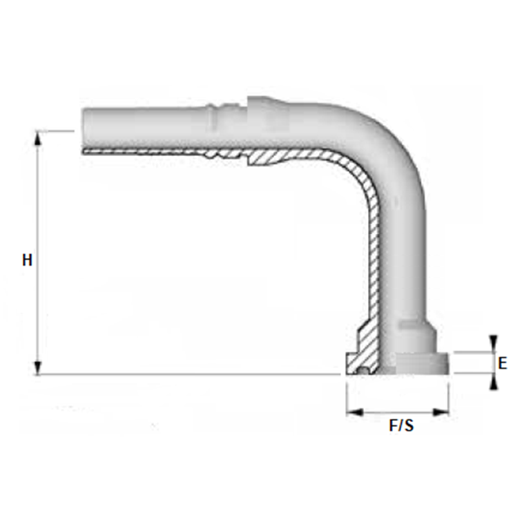 Embout interlock 90° long à bride 6000 PSI