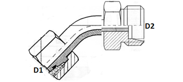 Coude 45° long male x femelle série L et S