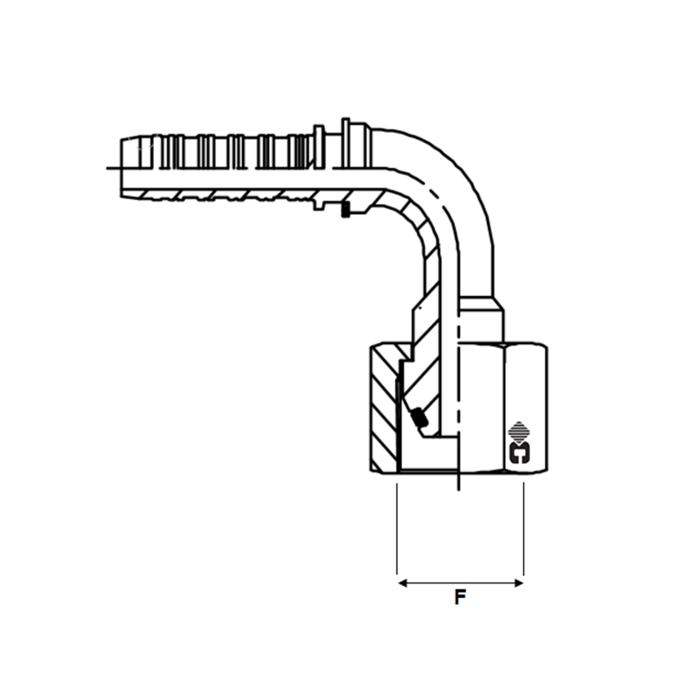 Embout à sertir 90° femelle BSP - écrou à voile