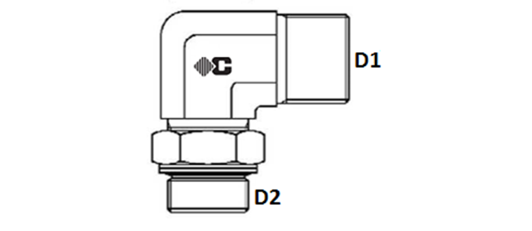 Coude male MÉTRIQUE cylindrique 90° série L et S