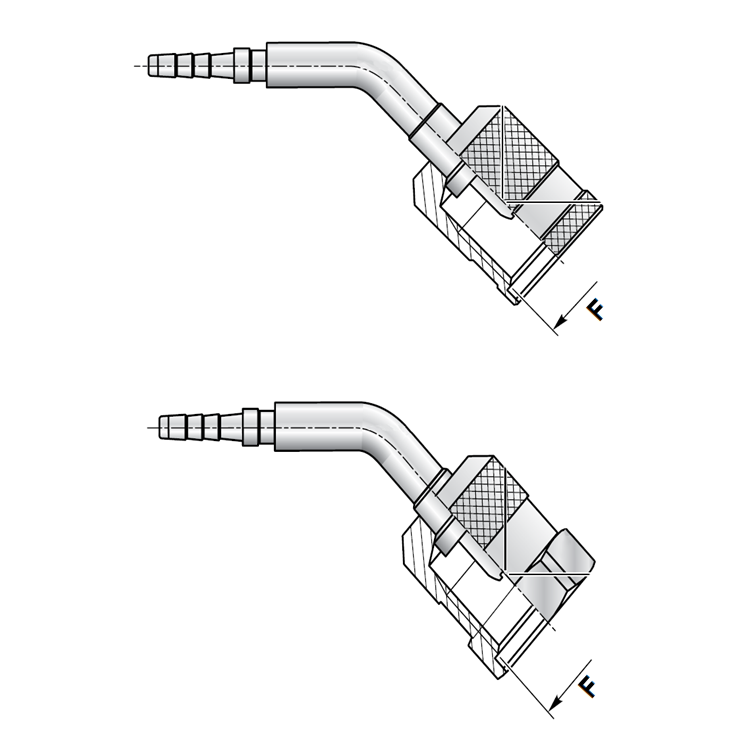 Embout à sertir 45° femelle PRISE DE PRESSION