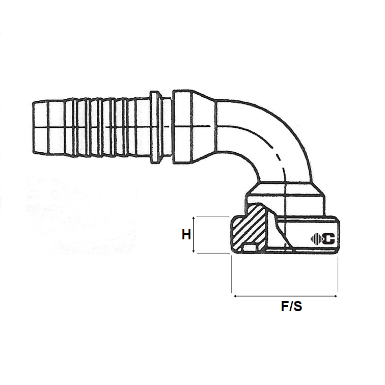 Embout à sertir 90° à bride CAT