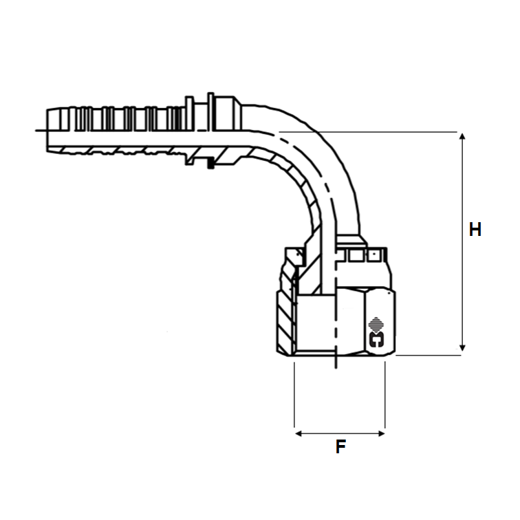 Embout à sertir 90° femelle ORFS long