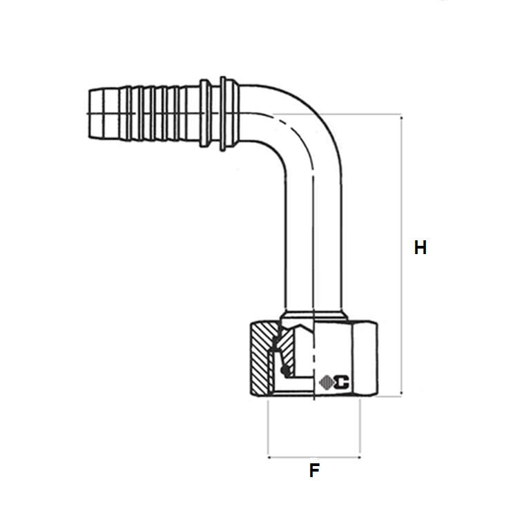 Embout à sertir 90° femelle DIN S long