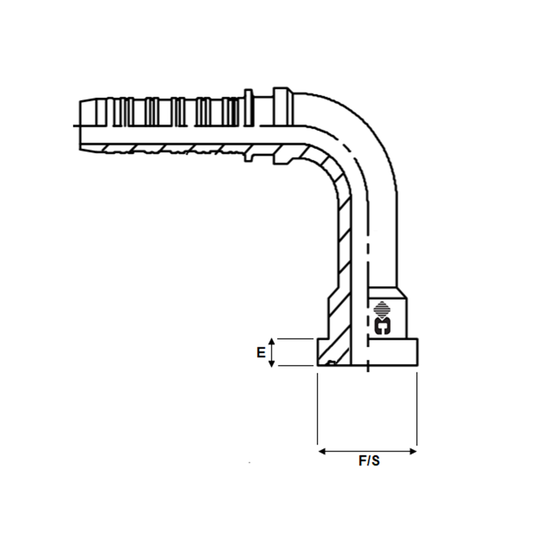 Embout à sertir 90° bride 6000 PSI inox