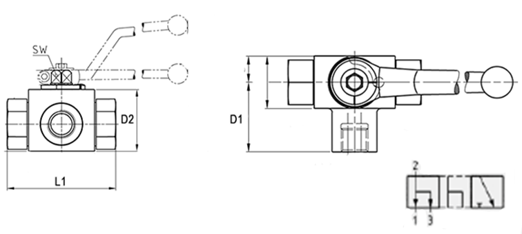Vanne acier haute pression 3 voies en T