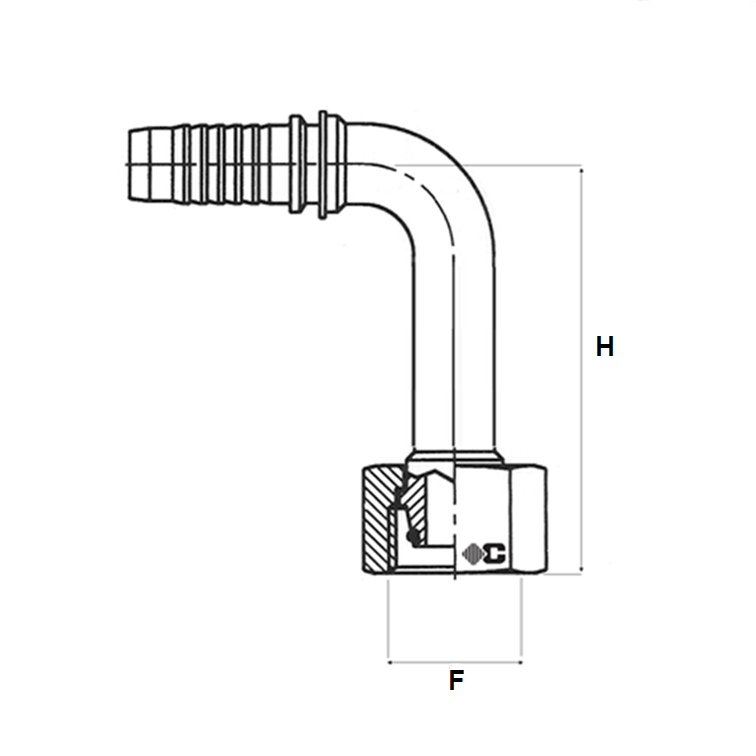 Embout à sertir 90° femelle DIN L long