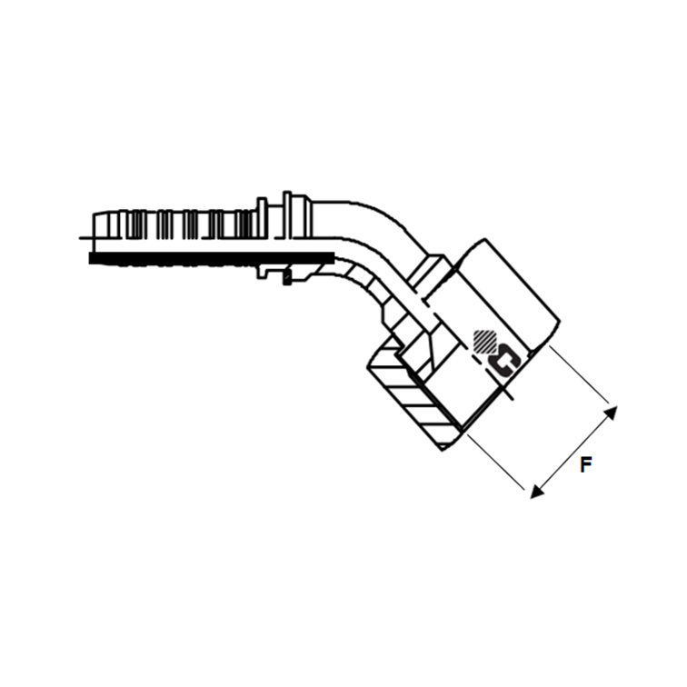 Embout à sertir 45° femelle JIC - écrou à voile