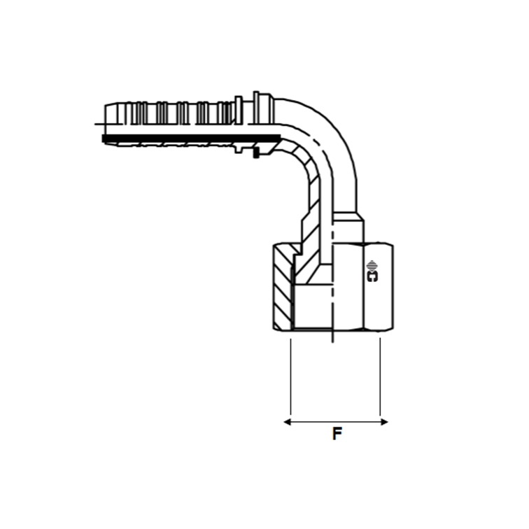 Embout à sertir 90° femelle JIC - écrou à voile