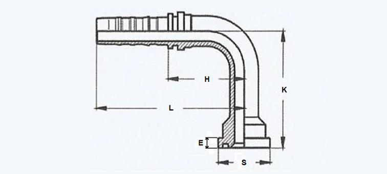 Embout sans dénudage 90° long à bride 6000 PSI