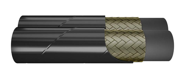 Tuyau jumelé 1 et 2 tresses acier compact