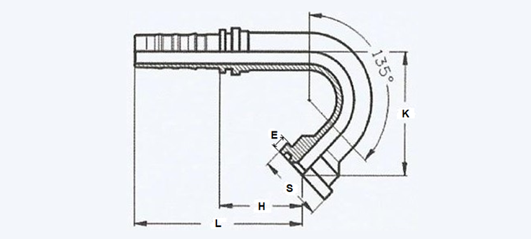 Embout sans dénudage 135° à bride 6000 PSI