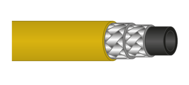 Tuyau de lavage jaune 2 tresses compact
