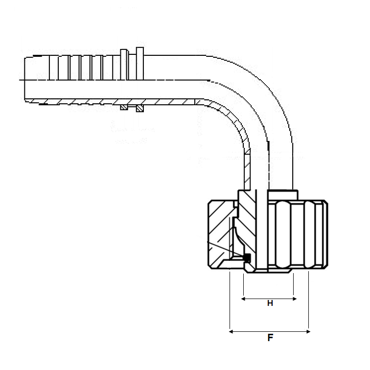 Embout à sertir femelle 22x150 a 90°