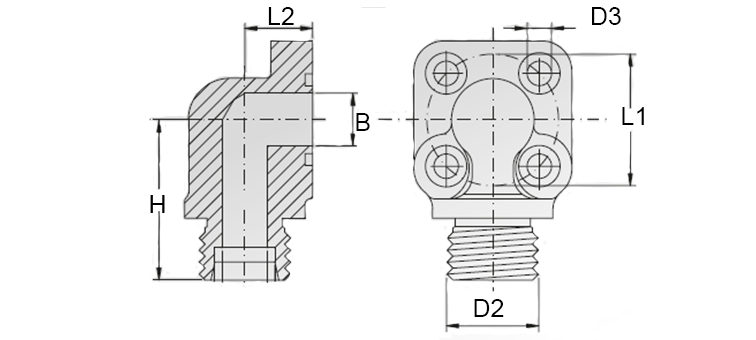 Bride 90° pour pompe type BOSCH