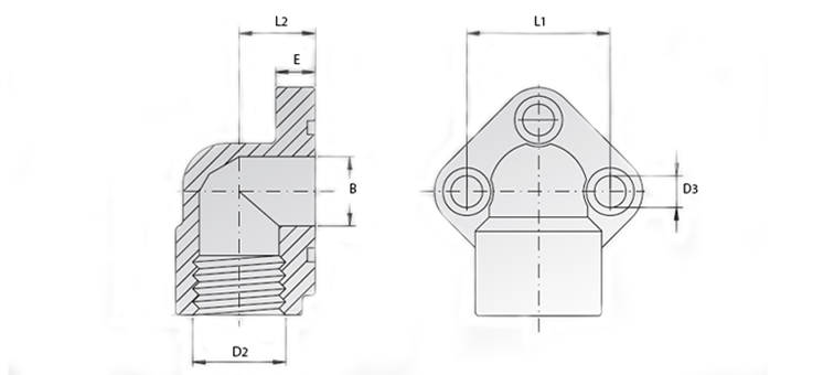 Bride 90° pour pompe type Europe