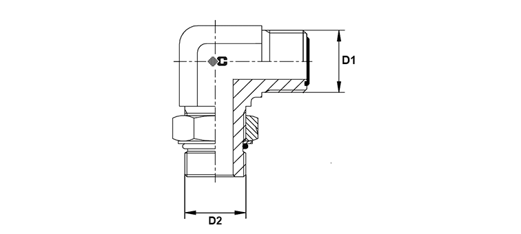 Coude 90° male ORFS x male SAE