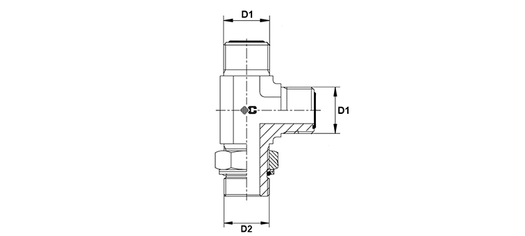 Te male renversé ORFS x male MÉTRIQUE cylindrique R