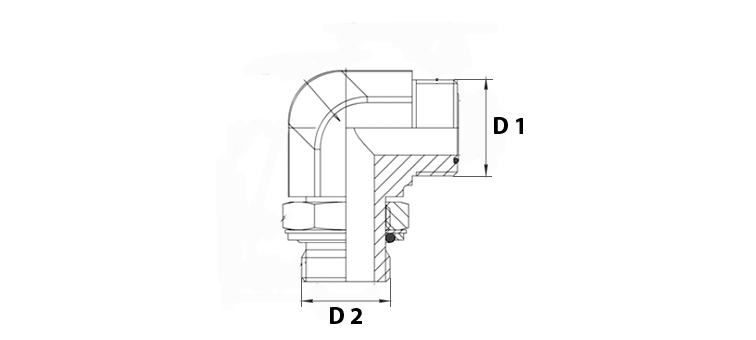 Coude 90° male ORFS x male GAZ cylindrique R