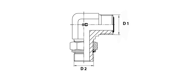 Coude 90° male ORFS x male MÉTRIQUE cylindrique R