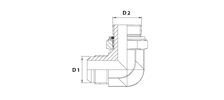 Coude 90° male JIC x male MÉTRIQUE cylindrique R