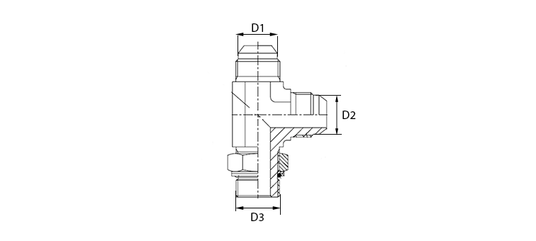 Te male renversé JIC x male MÉTRIQUE cylindrique R
