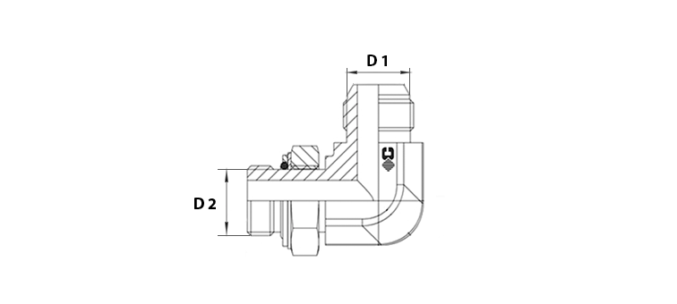 Coude 90° male JIS x male GAZ cylindrique
