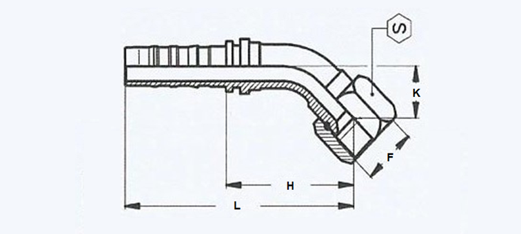Embout sans dénudage 45° femelle JIC