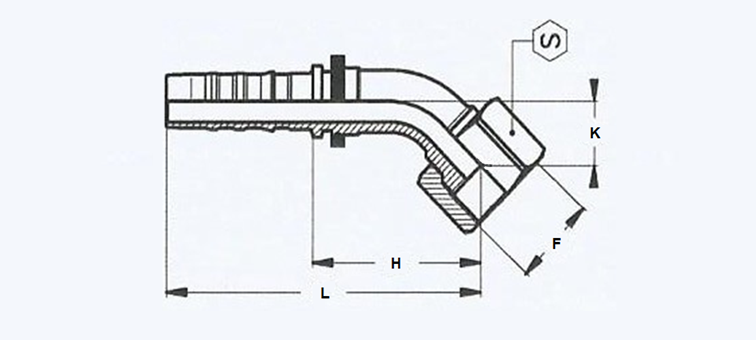 Embout sans dénudage femelle 45° ORFS