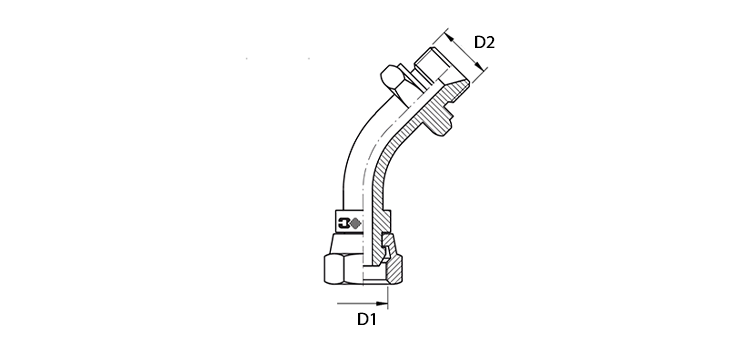 Coude 45° long male BSP x femelle BSP