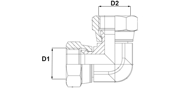 Coude 90° tournant JIC x tournant JIC