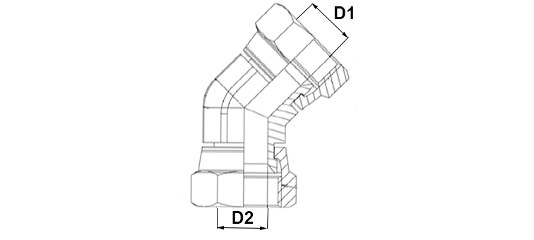 Coude 45° tournant JIC x tournant JIC